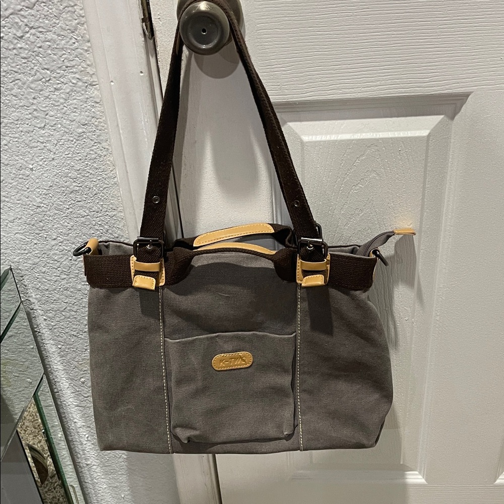 Gray and Brown Tote Bag